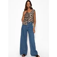 SASSYCLASSY 5-Pocket-Jeans Highwaist Jeans mit weitem Bein für Damen Wide Leg Jeanshose im klassischen 5-Pocket-Stil Blau