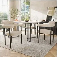 Flieks Esszimmerstuhl (Set, 4 St), 4er Set Polsterstühle Wohnzimmer Samt Küchenstühle Eisengestell