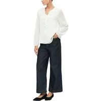 s.Oliver BLACK LABEL Langarmbluse Sommerbluse mit Volants und transparenter Optik