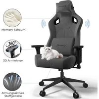 Devoko Gaming-Stuhl Luxuriöser Wildlederimitat,Ergonomisch & Großzügigem Sitz,Bürostuhl, Atmungsaktiver Stoff, Memory-Schaum, Leiseroller, Gaslift Stufe 4