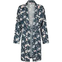 By Louise Kimono Damen Morgenmantel, Midi, Baumwolle, Kimonokragen, Gürtel, Baumwolle