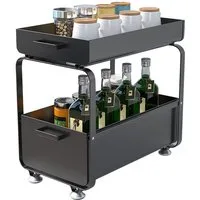 JEOBEST Küchenregal Küchenregal Regal mit 2 Korb-Auszügen, Spülschrank Organizer