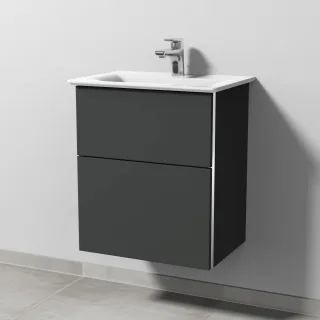 Sanipa 3way Waschtischunterbau zu Ideal Standard Connect Air Waschtisch mit 2 Auszügen, Graphit-Matt BP6401B