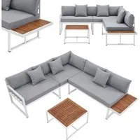 Juskys Gartenlounge-Set St. Tropez, (4-tlg), Gartenmöbel Lounge für 4 Personen, Set mit Ecksofa, Tisch & Kissen