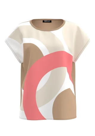 FRANK WALDER - Blusenshirt NOS mit grafischem Design tangerine/affogato/ecru - Gr. - 38