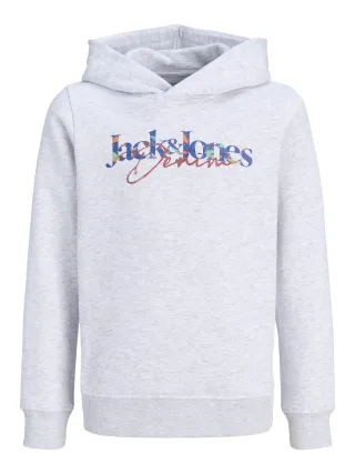 JACK&JONES - JJTOM SWEAT HOOD SN JNR White Melange - Gr. - 152