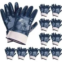 Nitras Nitril-Handschuhe 03440 vollbeschichtet Arbeitshandschuh Stulpe (Packung, 12-St., VPE= 12 Paar, Gr 8-11) ölbeständig/robust
