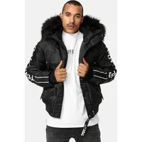 trueprodigy Bomberjacke Jonathan Teddy Stoff Kapuze abnehmbares Fellimitat