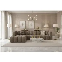 Kaiser Möbel Ecksofa Moderne aus Veloursstoff Salvador Grand L 318 cm, Ecksofa, Tiefe Sitzflächen,Premium-Velours Salvador,Design Soft-Cube