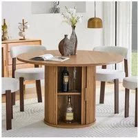 STILVORA Esstisch für 4-6 Personen runder Küchentisch mit zwei Lagerhallen im Landstil (Wohnzimmertisch mit Geräumige Doppellager, ideal für Esszimmer, Küche und Wohnzimmer), wasserdicht leicht zu reinigen und langlebig
