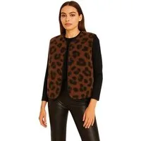 Worldclassca Fellimitatweste Worldclassca Teddy Weste Warm Kuschelig Leopard Optik Kurz Ärmellos Neue Kollektion - Stilvolle und gemütliche Mode für Damen