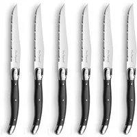Lou Laguiole Steakmesser TRADITION (6 Stück), spülmaschinenfest, in anthrazit, hochglanzpoliert