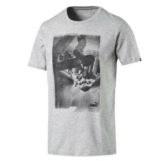 Puma Archivfoto kurzärmeliges graues T-Shirt Top Tee normale Passform 836441 04 RW12