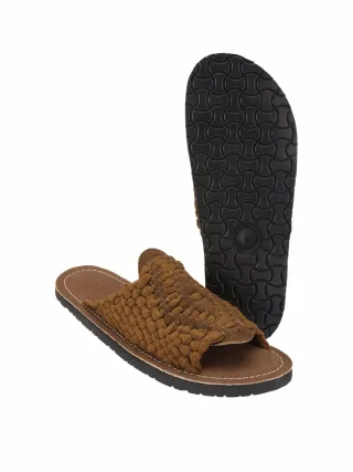 CANO Herren Web-Slipper Braun Rahmengenäht und geklebt
