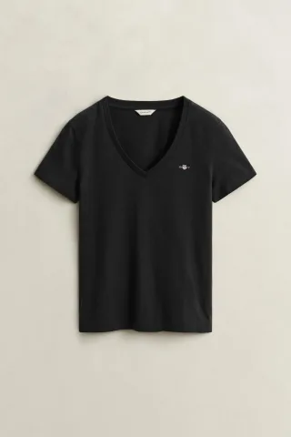 GANT - Shield V-Neck T-Shirt black - Gr. - XL