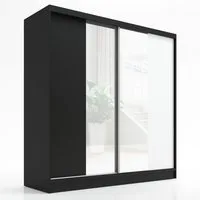 A&J MöbelLand GmbH Schiebetürenschrank SOLO 2-türiger Kleiderschrank mit Spiegel und Kleiderstangen (TOP ANGEBOT! Geräumiger Schrank mit einer Breite von 200 cm und Spiegel, ideal zur Aufbewahrung von Kleidung und Accessoires. TOP PRODUKT! Wählen Sie