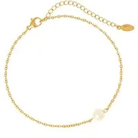 Made by Nami Fußkette Edelstahl Fußkettchen für Damen in Gold, Wasserfest mit Perle, 21,5cm lang mit 6,1cm Verstellkette, Surfer oder Boho Schmuck