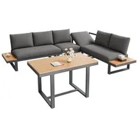REDOM Gartenlounge-Set 5-fach verstellbare Rückenlehne (bis 55), (Set, 2-tlg., Verzinktes Stahlrohr, Kunststoffholz-Platten), Eck-Sitzgruppe für Garten mit mit 1 Esstisch