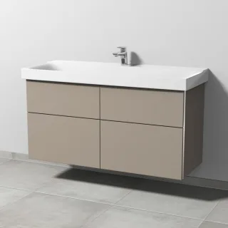 Sanipa 3way Waschtischunterbau zu Geberit Xeno2 Waschtisch mit 4 Auszügen, Sandgrau-Matt BS66467