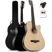 Rocktile Westerngitarre WSD-5C Slim Line Akustikgitarre Set - Dreadnought Akustik Gitarre, Set inkl. Tasche, Ersatzsaiten, Gurt und Plektren