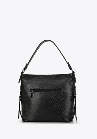 Wittchen Damenhandtasche, Tasche aus Öko-Leder, glänzend schwarz