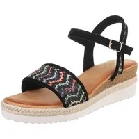 Ital-Design Elegante Sommer-Sandalen mit Wellenmuster und Absatz Plateausandaletten (89930101) Keilabsatz/Wedge Keilsandaletten in Schwarz