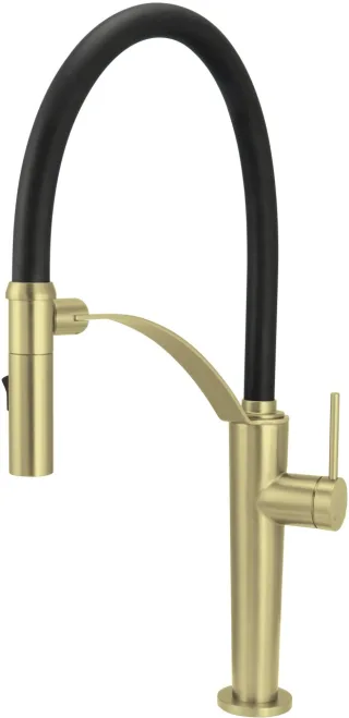 Neuesbad Spültischarmatur mit flexiblem Auslauf, 2-Funktion Brause, Gold gebürstet NB1DEBRCR72M1