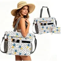 Mutig Strandtasche Große Strandtasche Damen mit Reißverschluss, Familie mit Kühlfach (Große Wasserdichte Strandtasche Damen, Shopper Tasche Handtasche Damen, XXL Familie, Shopper Damen Groß Badetasche, Badetasche Faltbar), mit Nassfach,für Strand Poo