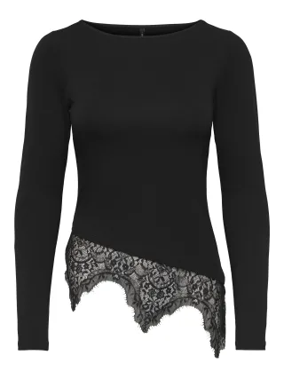 ONLY - ONLLAILA L/S LACE MIX TOP JRS NOOS Black - Gr. - M