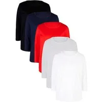 bonprix T-Shirt (Packung, 5-tlg) lässig geschnittene Passform, 3/4-Ärmel, Rundhalsausschnitt