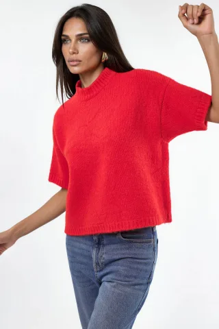 Lässiger Schnitt Rundhals-Strickpullover