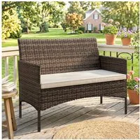 Outsunny Gartensofa 2-Sitzer Rattansofa, 1 Teile, Wetterfest, abnehmbarer Bezug, rutschfest