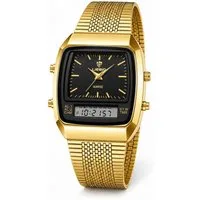 Forrlite Quarzuhr Herren Quarzuhr Analog & Digital, (Retro Armbanduhr mit Edelstahlarmband, Datum, Wochentag, Alarm, Stoppuhr), 12/24H Anzeige, 3 ATM Spritzwassergeschützt