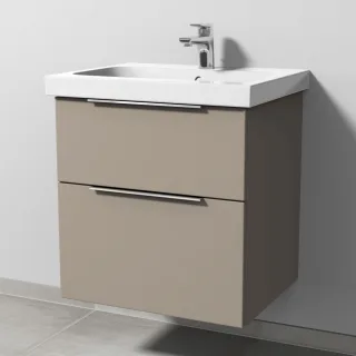 Sanipa 3way Waschtischunterbau zu Geberit iCon Light Waschtisch mit 2 Auszügen, Sandgrau-Matt UF57367