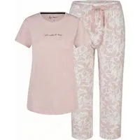 By Louise Schlafanzug by Louise Damen Pyjama 100% Baumwolle Kurzarm Schlafanzug Capri Hose