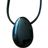Steinfixx® Amulett Set Edelstein Anhänger aus echtem Obsidian I Tropfenanhänger (30x20mm, 1-tlg., meisterhaft poliert, Brasilien), incl. 80 cm Wildlederband und Geschenkverpackung