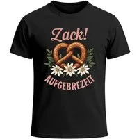 MoonWorks Print-Shirt Herren T-Shirt für das Oktoberfest Zack Aufgebrezelt Brezel & mit Print