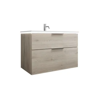 Burgbad Mineralguss Waschtisch-Set Eqio Eiche Dekor Flanelle/Alpinweiss, SEZE092F2632C0001 SEZE092F2632C0001