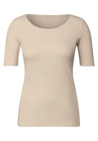 Cecil - T-Shirt in Unifarbe beige - Gr. - S