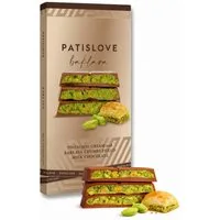 PATISLOVE Schokolade Milchschokolade mit Pistaziencreme & Baklava-Stückchen 100g, ohne Konservierungsstoffe, ohne Farbstoffe