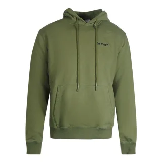 Off-White Helvetica Logo Slim Fit Grüner Kapuzenpullover