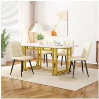 IDEASY Esstisch Leichter Luxus Küchentisch mit Metallbeinen(1St), 140x80cm, Gestell aus Metall Rechteckiger Esstisch