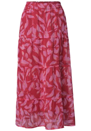Street One - Maxirock aus Chiffon mit Print salsa red - Gr. - 42