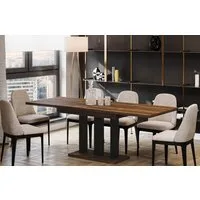 Endo-Moebel Esstisch Appia Esstisch 130–210cm ausziehbar für 8 Personen Tischbeine schwarz, Ausziehbar 130-210 cm (2x40 cm), Platte 36mm, 3 Beine, schwarz matt