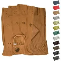 German Wear Lederhandschuhe Driving-GL3 Driving Halbfinger Fingerlose Autofahrer Lederhandschuhe echtleder