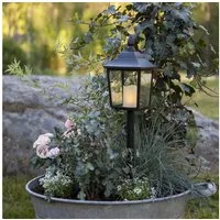 STAR TRADING LED Laterne LED Laterne Grablicht Erdspieß flackernde Kerze f. Friedhof 52cm Timer, LED Classic, warmweiß (2100K bis 3000K)