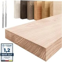 LAMO Manufaktur Wandregal Holz Gerade, Regal Farbe: Roh, Invisible: Schweberegal, 40 cm, Komplett-Set, 40mm stake Massivholzplatte