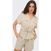 JDY Kurzarmbluse JDYMILLE S/S ZIP SHIRT WVN NOOS