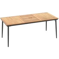 COSTWAY Gartentisch, mit Schirmloch, Akazienholz, 200x90cm Terrassentisch rechteckig