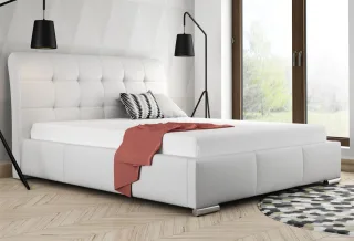 Polsterbett Bett Doppelbett MATTIS Kunstleder Weiss 140x200cm